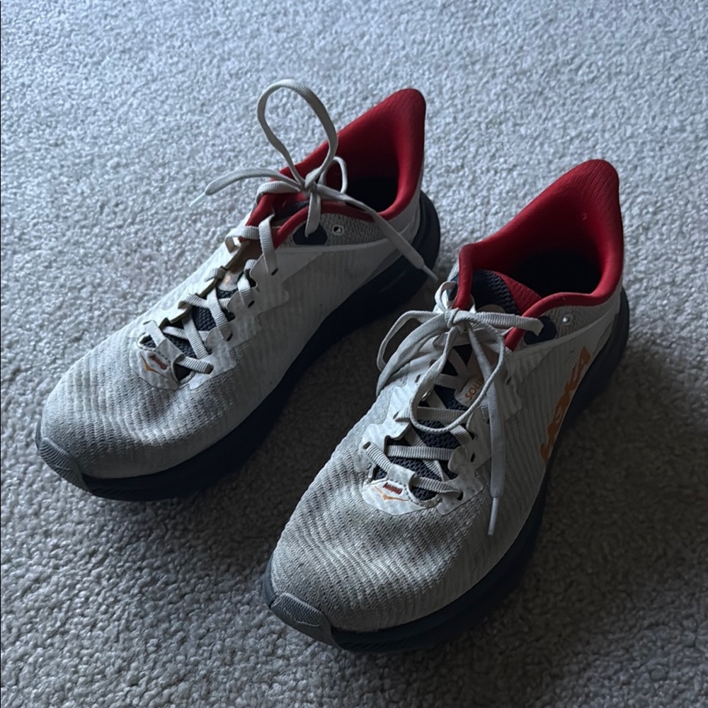 Used men’s hoka shoes red and grey